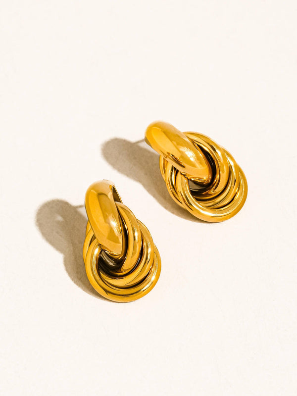 Rosavine Gold Non-Tarnish Knot Hoop Earrings
