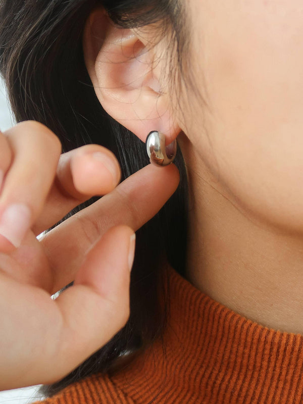 Blandine Silver Non-Tarnish Small Classic Hoop Earring