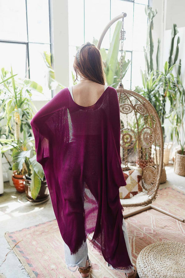 Leto Accessories - 🌻 Summer Style Staple: Colorful Frayed Trim Kimono
