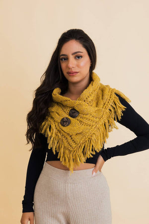 Leto Accessories - Heathered Shoulder Warmer With Coco Buttons: Lemon