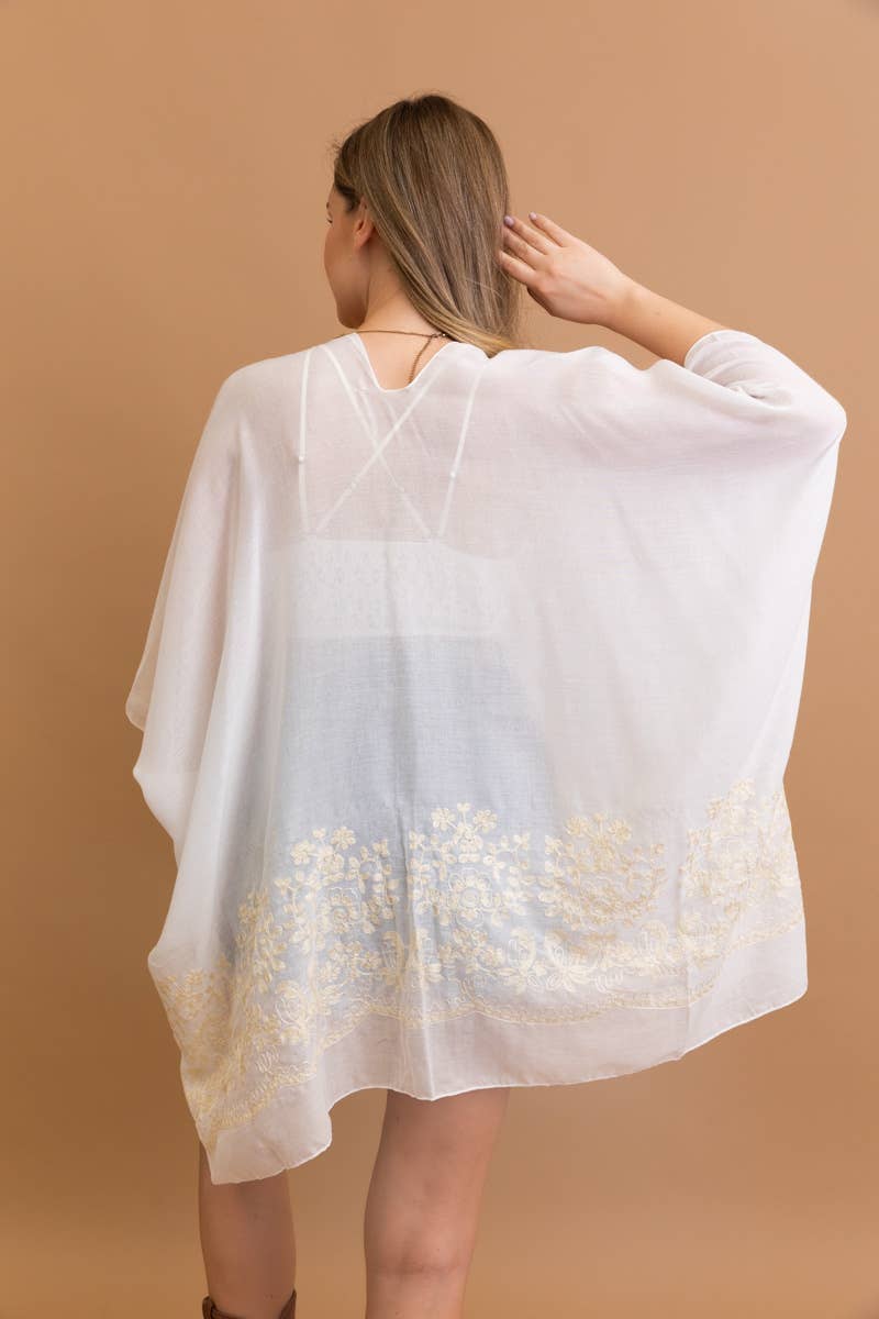 Boho Chic Floral Embroidered Kimono | Stitch Detail 🌼