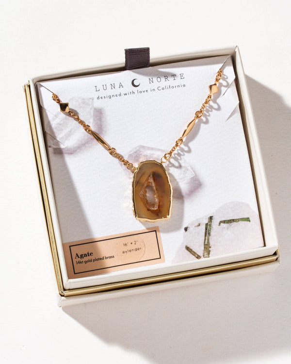 Star, Stone, & Soul Gemstone Necklace - Natural Agate Geode