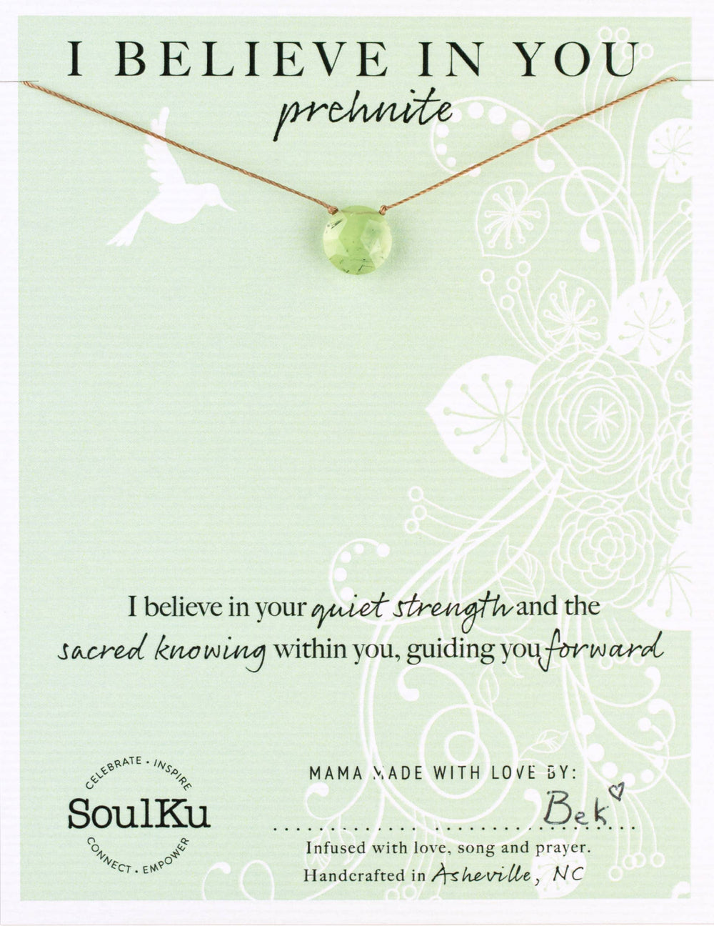 SoulKu - Prehnite Quartz Beam Necklace for I Believe in You