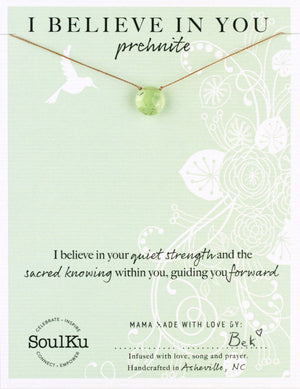 SoulKu - Prehnite Quartz Beam Necklace for I Believe in You