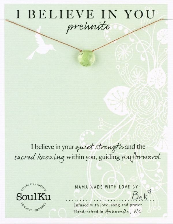 SoulKu - Prehnite Quartz Beam Necklace for I Believe in You