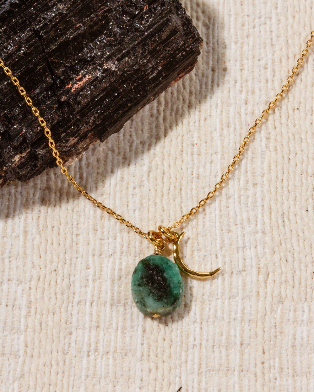 May Birthstone Celestial Necklace - Emerald