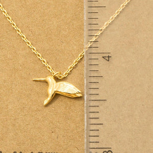 Fame Accessories - Gold Dipped Humming Bird Pendant Necklace
