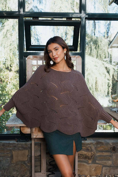 Mocha Knitted Poncho