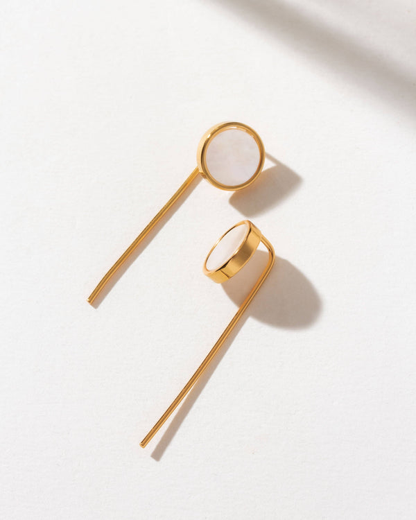 Luna Norte - Lagoon Luster Mother Of Pearl Post Threader Earrings