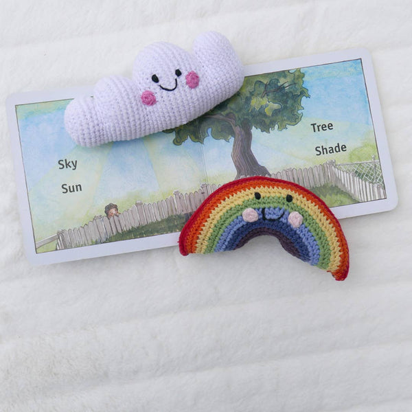 Pebble - Rainbow Rattle – Handmade Organic Cotton Baby Toy