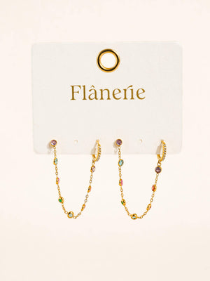 Flânerie by MAIQ - Daffira 18K Gold Non-Tarnish Crystal Chain Link Earrings