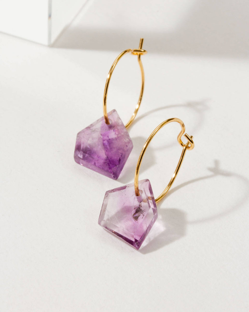 Amethyst Geometry Mini Hoop Earrings