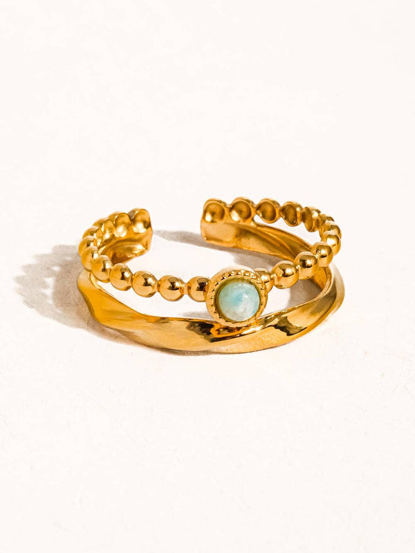 Lindy Non-Tarnish Layered Turquoise Ring - Size 7