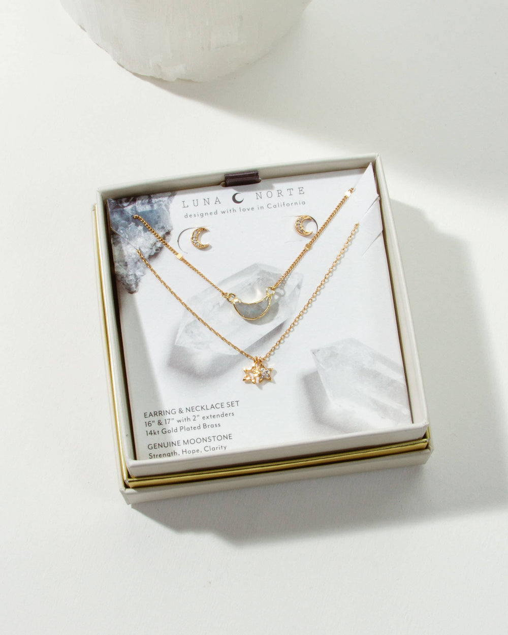 Moon and Stars Necklace Set- Moonstone