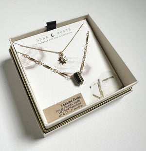 Pyrite Reflective Gemstone Necklace Set
