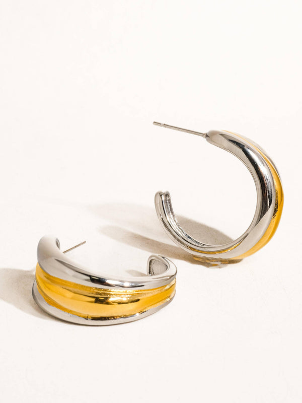 Lazare Non-Tarnish Multi C Hoop Earring