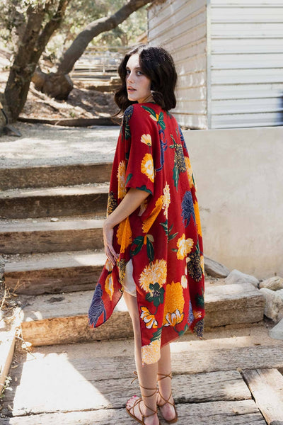 Floral Motif Combo Kimono Cardigan 🌸
