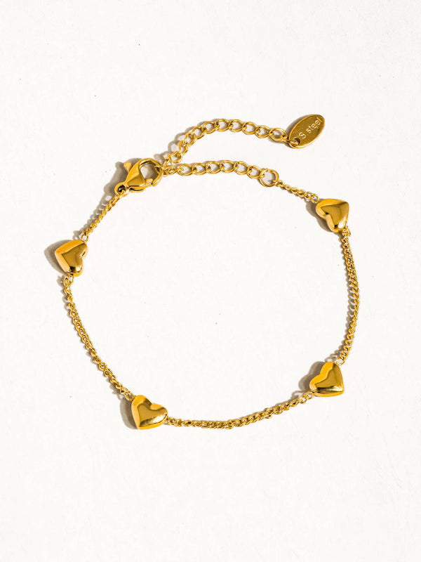 Flânerie by MAIQ - Vivre 18K Gold Non-Tarnish Petite Heart Bracelet, Necklace: Yellow Gold / Necklace