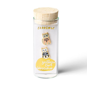 Yellow Owl Workshop - Girl Power Earrings | Cat Lover Mismatched Gold Stud Earring