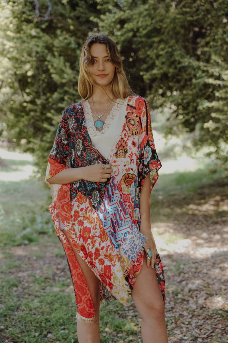 Boho Floral Patchwork Kimono