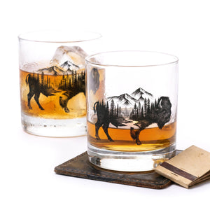 Black Lantern - Rustic Bison and Nature Whiskey Glasses