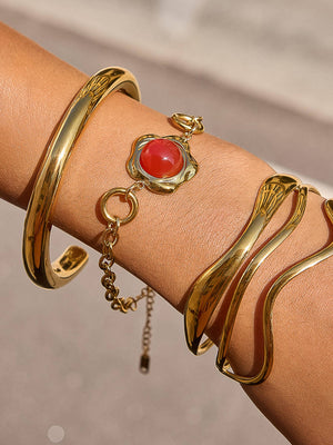 Delacour 18K Gold Non-Tarnish Wavy Cuff Bracelet