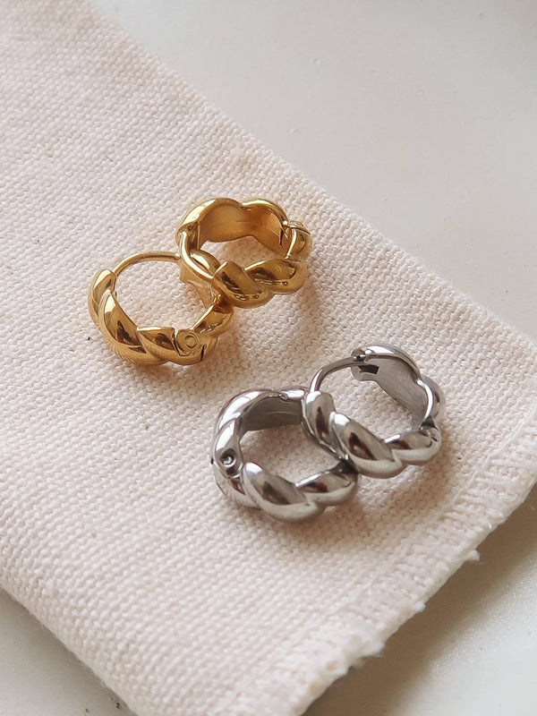 Brea 18K Gold Non-Tarnish Twisted Hoop Earrings