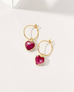 Luna Norte - Conversation Heart Mini Hoop Earrings - Ruby