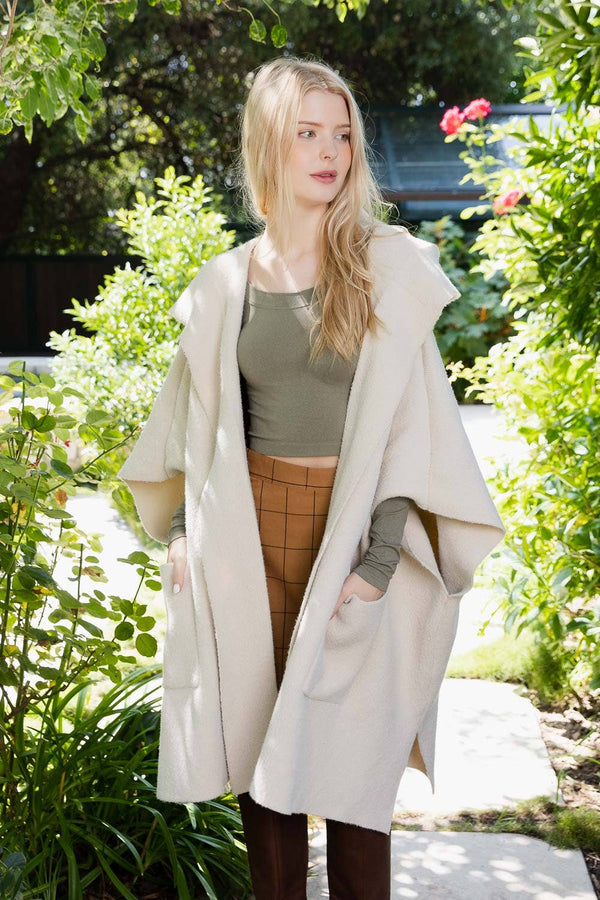 Ecru Hooded Ruana