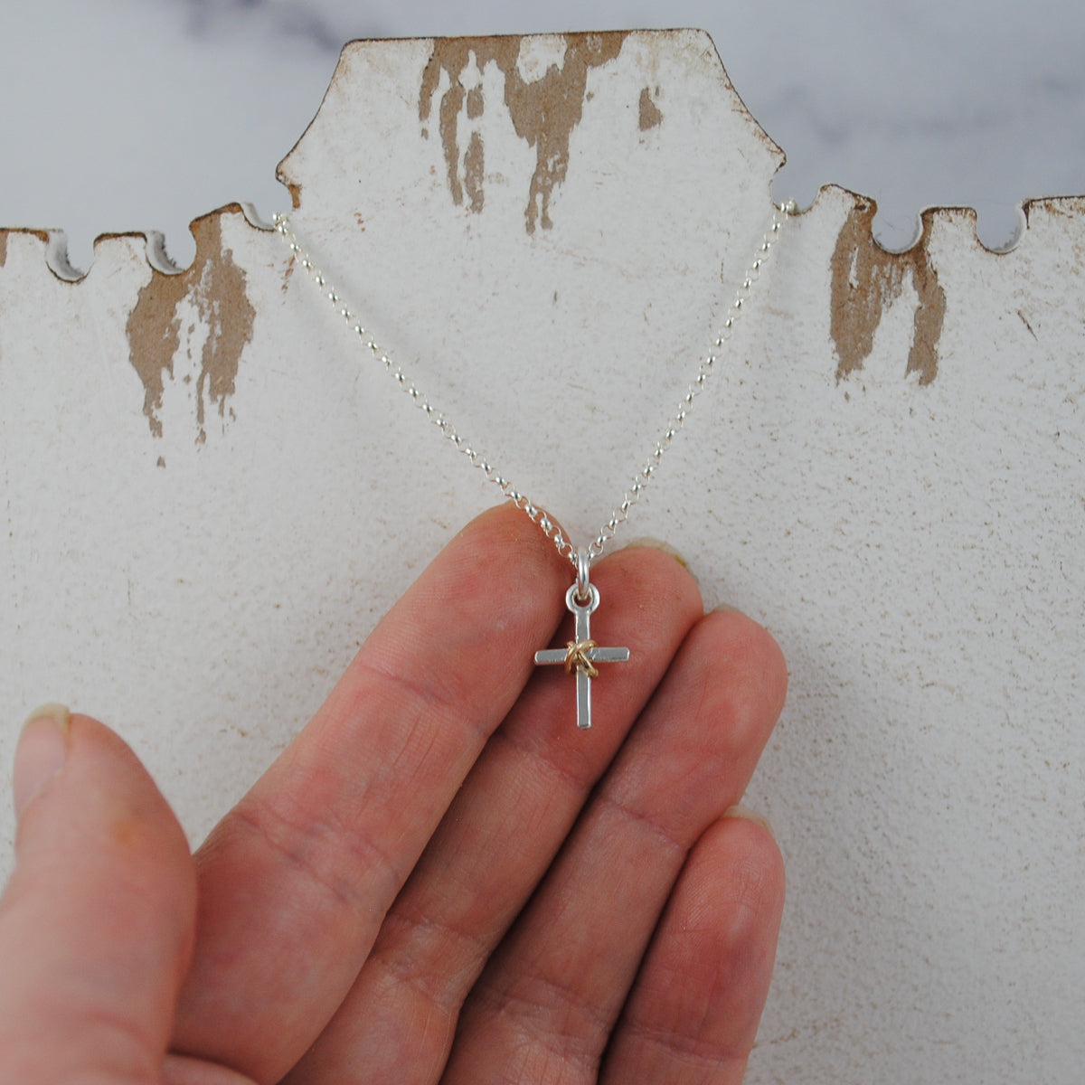 Petite Cross Pendant - mixed metals