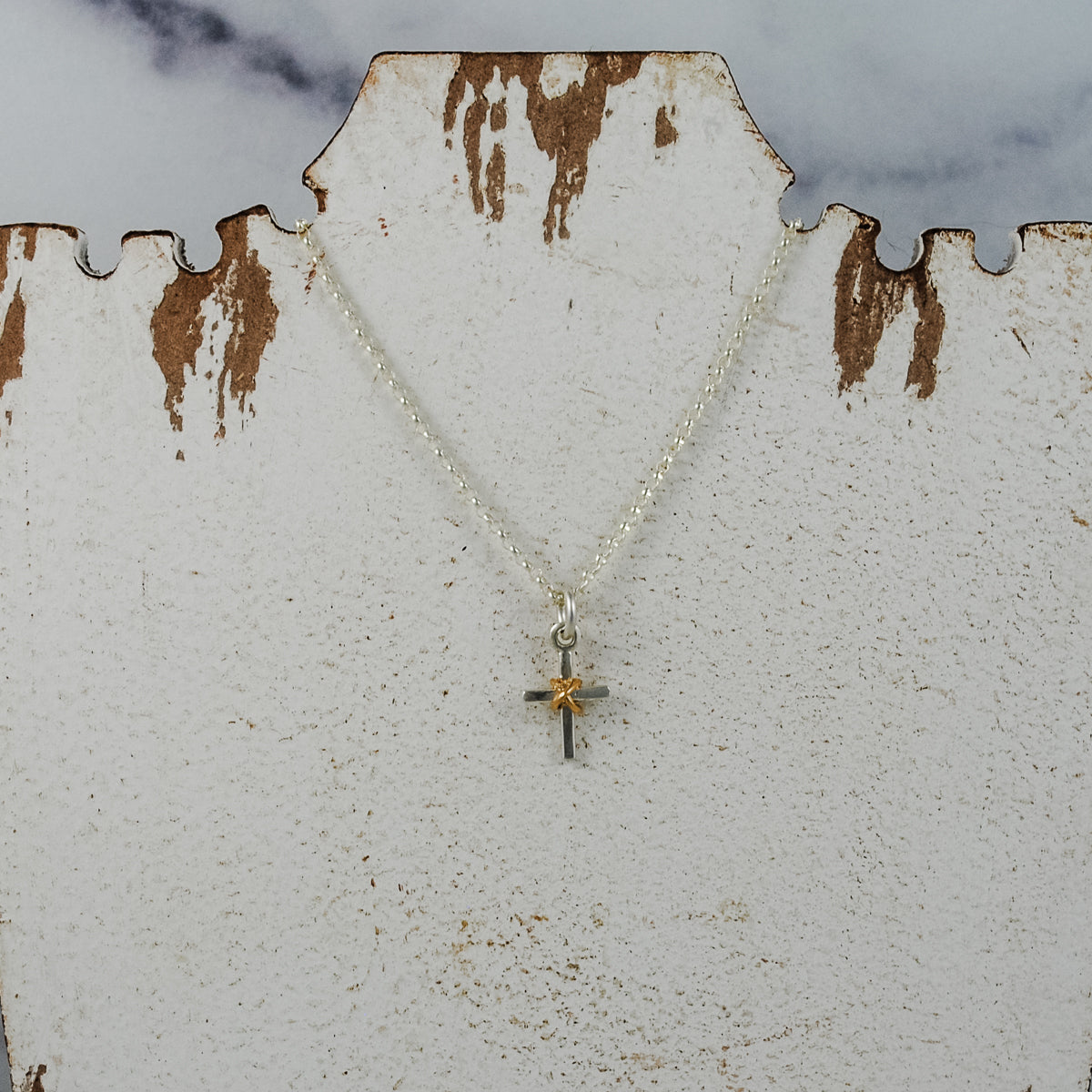 Petite Cross Pendant - mixed metals