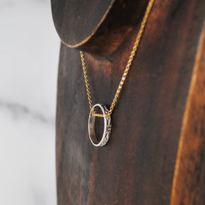 Floral Circle Pendant - mixed metals