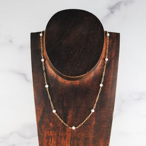 Suspended Seed Pearl Necklace - gold-filled