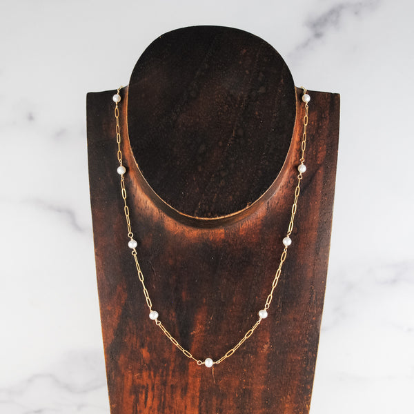 Suspended Seed Pearl Necklace - gold-filled