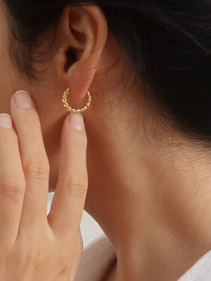 Cere 18K Gold Non-Tarnish Twisted Round Hoop Earrings