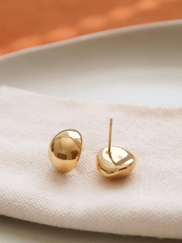 Helene Gold Non-Tarnish Small Dome Earrings