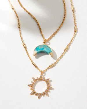 Sun & Moon Turquoise Necklace Set