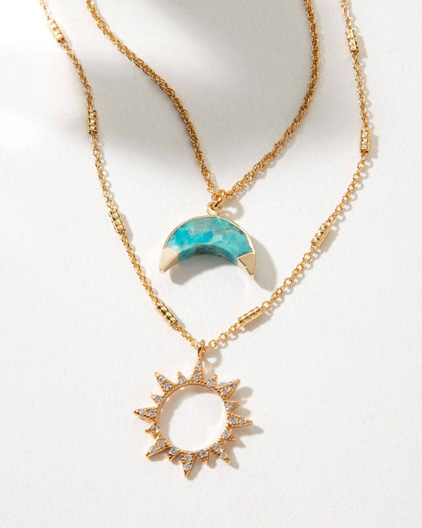 Sun & Moon Turquoise Necklace Set