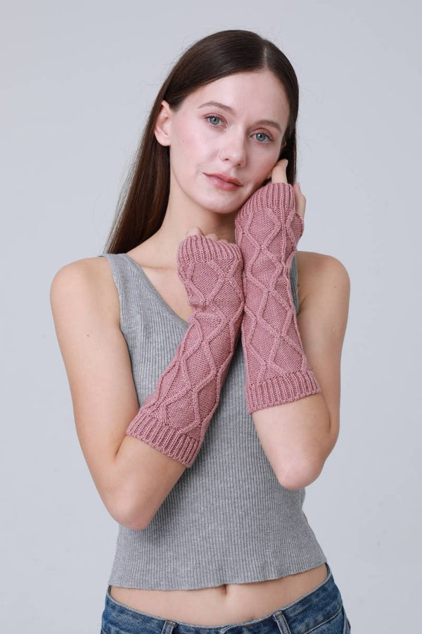 Leto Accessories - Thermal Knit Arm Sleeves – 3D Textured Winter Arm Warmers: Mocha