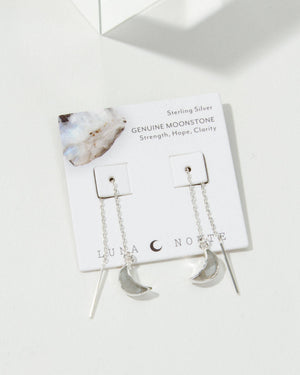 Moonstone Eclipse Threader Earrings