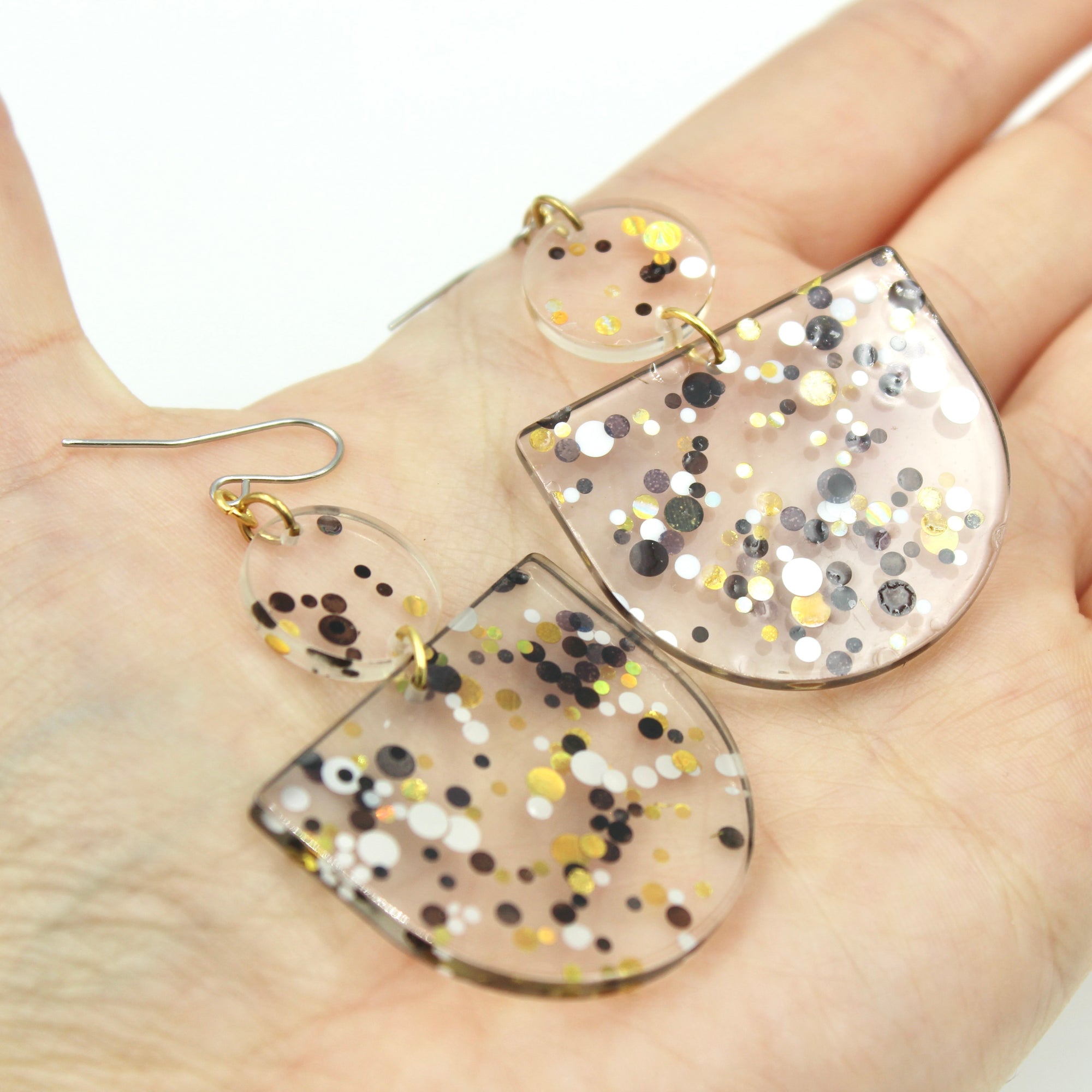 Confetti Drop Earrings - Black