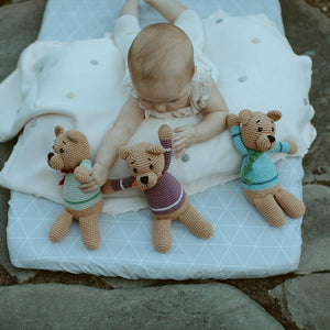Pebble - Handcrafted Velvety Boho Teddy Bears – Teal, Blue & Purple