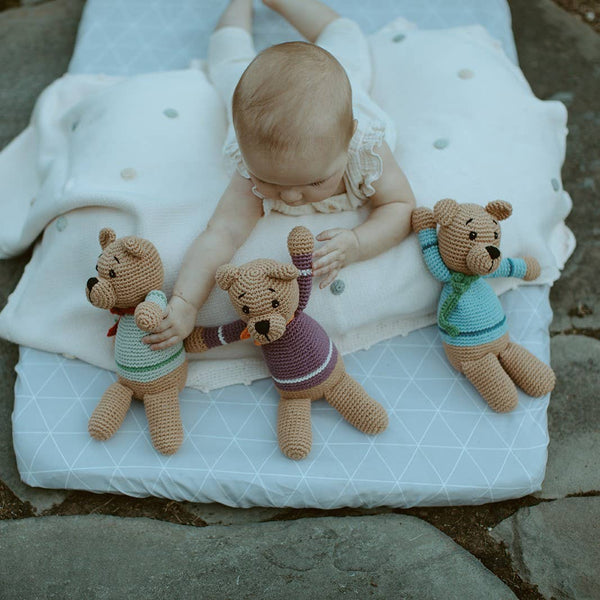 Pebble - Handcrafted Velvety Boho Teddy Bears – Teal, Blue & Purple