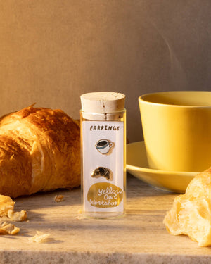 Yellow Owl Workshop - Croissant & Coffee Earrings | Mismatched Gold Studs