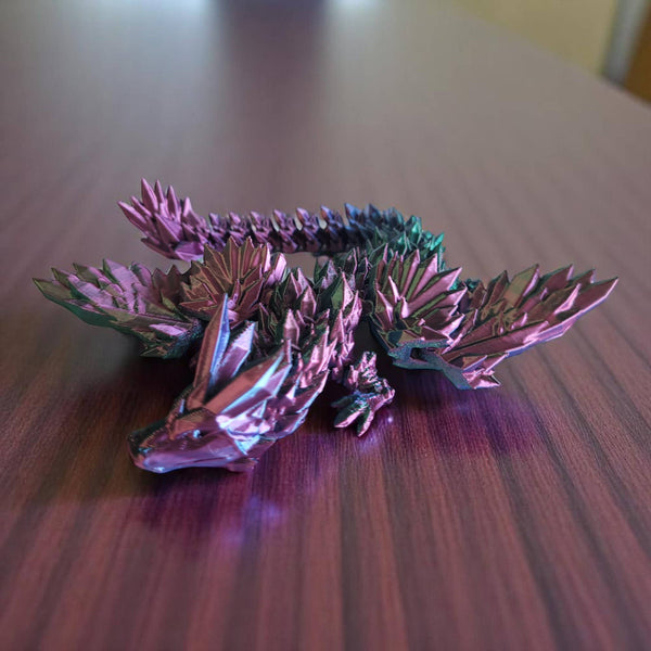 PowerTRC 3D Print - 3D Printed Articulated Crystal Dragon with Wings (Large)