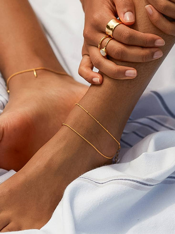 Flânerie by MAIQ - Pennie 18K Gold Non-Tarnish Layered Chain Anklets