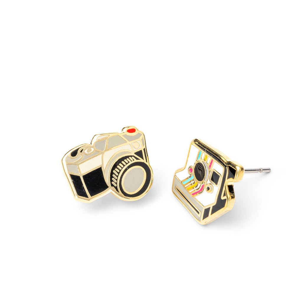 Yellow Owl Workshop - Cameras Earrings | Gold Polaroid Mismatched Studs