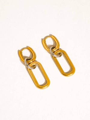 Viori 18K Gold Non-Tarnish Two Tone Link Earrings