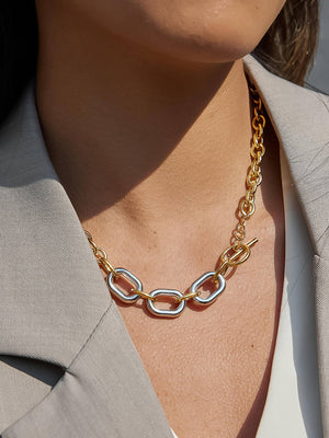 Flânerie by MAIQ - Lurette 18K Gold Non-Tarnish Two Tone Chain Necklace