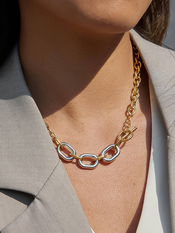 Flânerie by MAIQ - Lurette 18K Gold Non-Tarnish Two Tone Chain Necklace